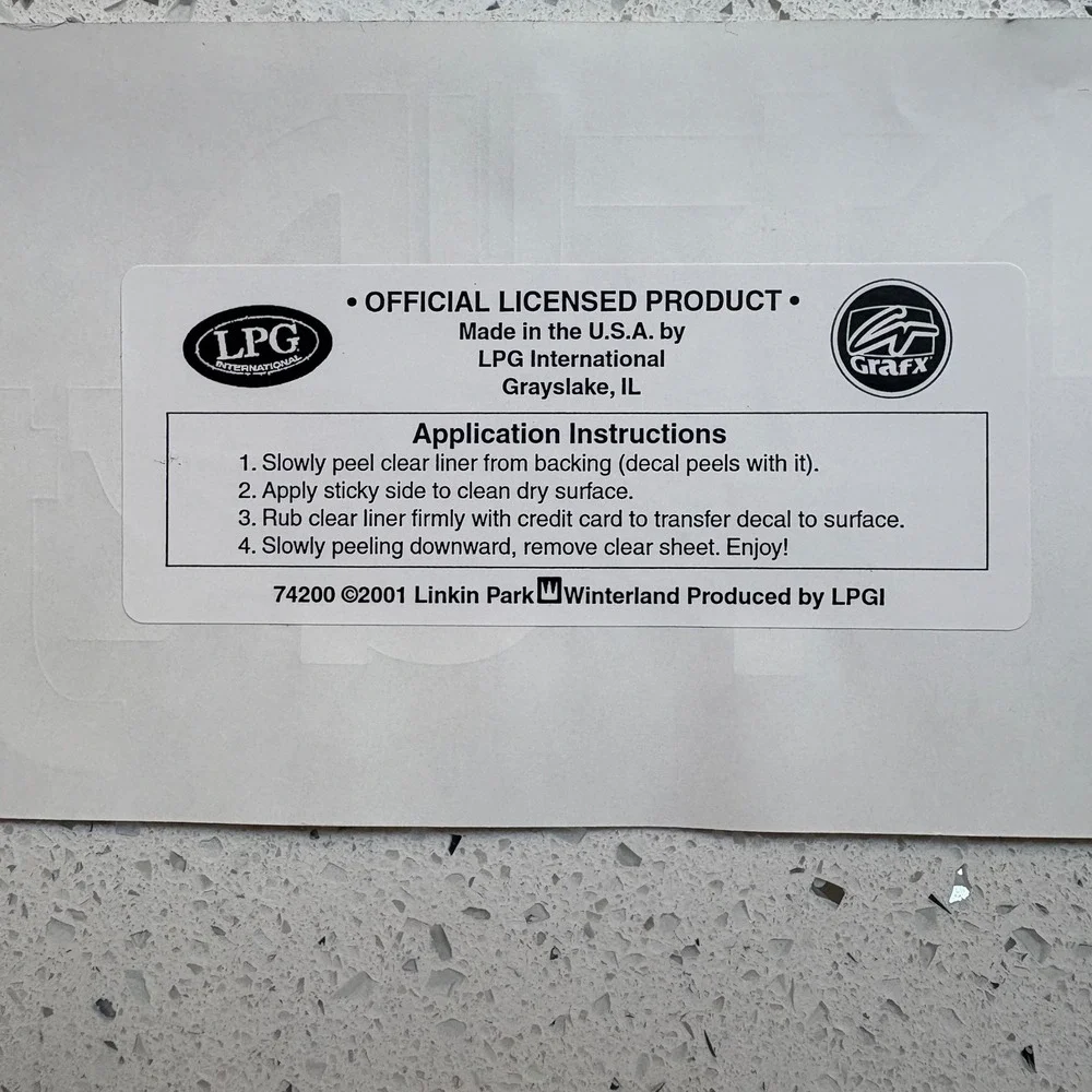 Rare Deadstock Linkin Park Vinyl Decal Sticker White Vintage 2001 Band Logo Y2K
